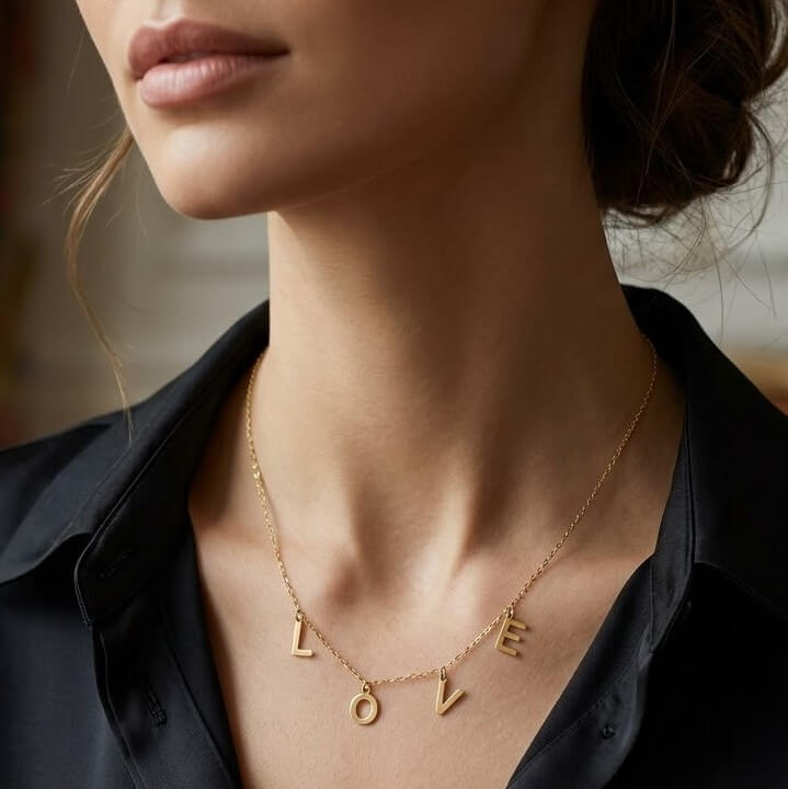 گردنبند طلا زنانه طرح لاو